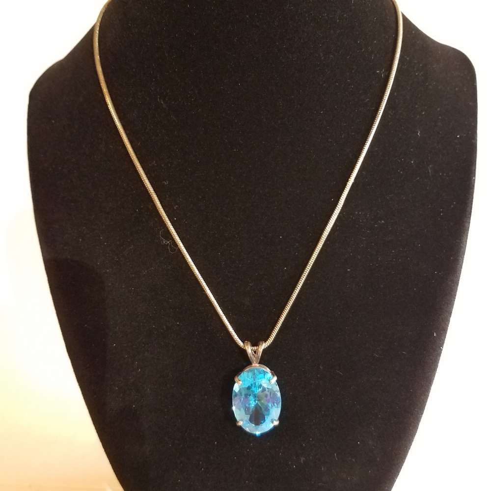 Blue necklace j368 - Picture 1 of 7